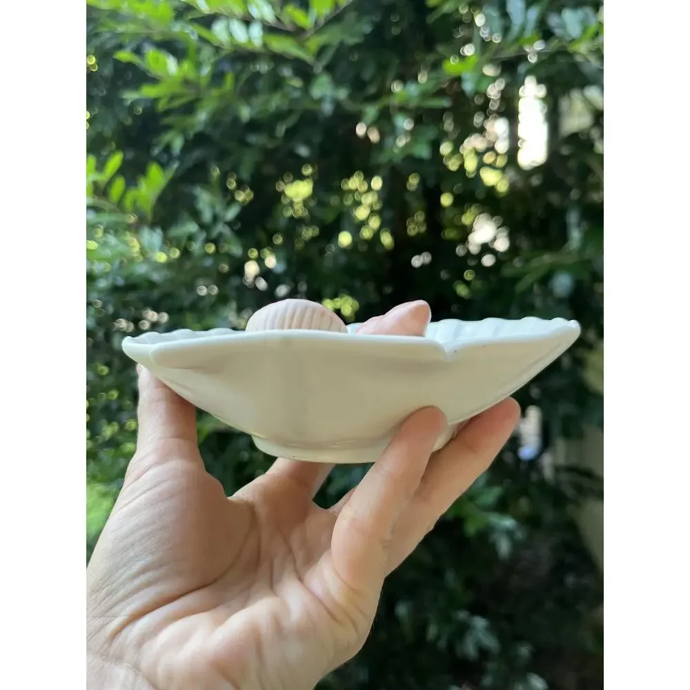 Fitz and Floyd 1981 Scallop Shell Dish, Pink Seashells, Ocean Sea Decor